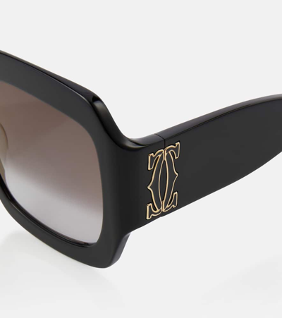 Shop Cartier Signature C Square Sunglasses In Black