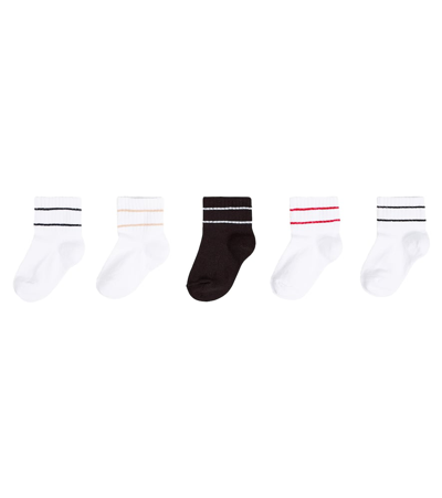 Shop Balmain Baby Set Of 5 Cotton-blend Socks In Multicoloured