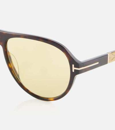 Shop Tom Ford Quincy Aviator Sunglasses In Brown