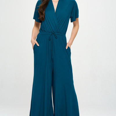 Shop West K Tiffany Flutter Sleeve Knit Jumpsuit In Blue