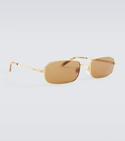 Gucci Rectangular Sunglasses In Gold