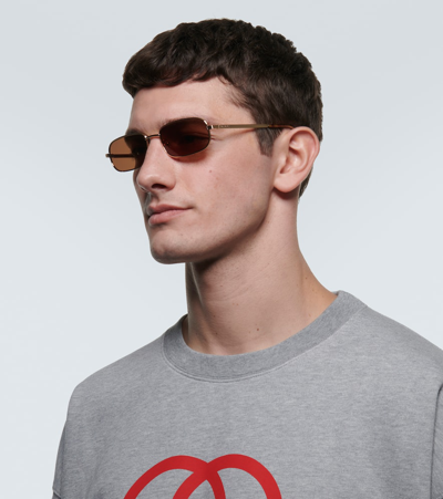 Gucci Rectangular Sunglasses In Gold