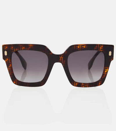 Shop Fendi Roma Square Sunglasses In Brown
