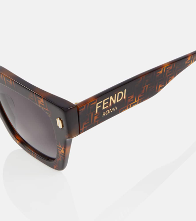 Shop Fendi Roma Square Sunglasses In Brown