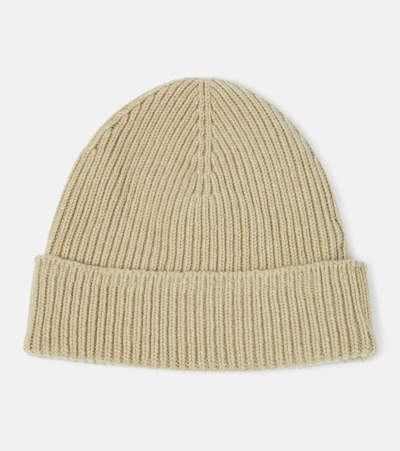 Shop Burberry Ekd Ribbed-knit Cashmere Beanie In Green