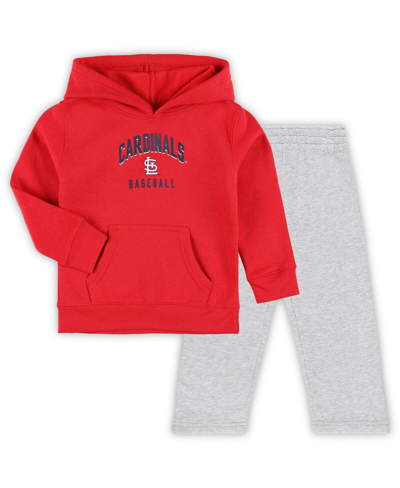 Outerstuff Toddler Boys And Girls Red, Gray St. Louis Cardinals Play-by-play Pullover Fleece Hoodie And Pants S In Red,gray