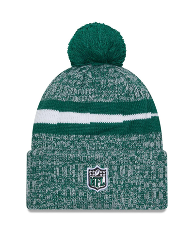 New Era Men's  Green New York Jets 2023 Sideline Cuffed Knit Hat With Pom In Green