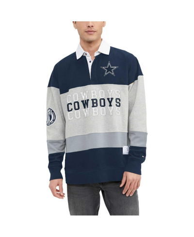 Shop Tommy Hilfiger Men's  Heather Gray, Navy Dallas Cowboys Connor Oversized Rugby Long Sleeve Polo Shirt In Heather Gray,navy