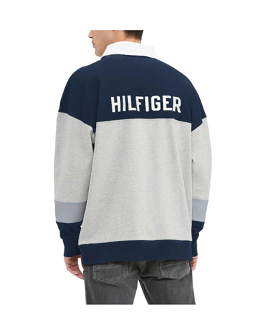 Tommy Hilfiger Men's  Heather Gray, Navy Dallas Cowboys Connor Oversized Rugby Long Sleeve Polo Shirt In Heather Gray,navy