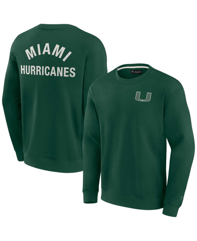 Shop Fanatics Signature Men's And Women's  Green Miami Hurricanes Super Soft Pullover Crew Sweatshirt