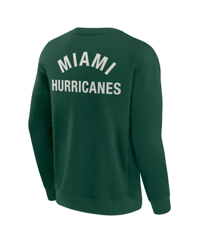 Shop Fanatics Signature Men's And Women's  Green Miami Hurricanes Super Soft Pullover Crew Sweatshirt