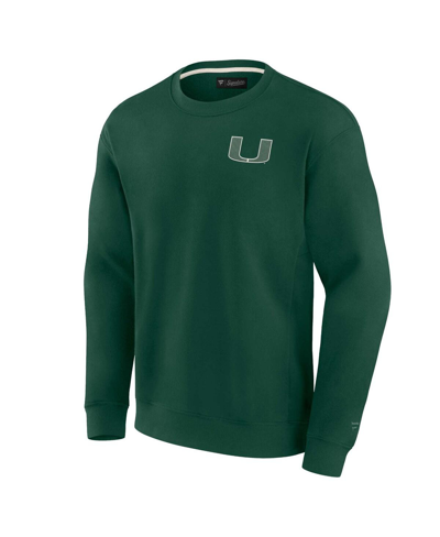 Shop Fanatics Signature Men's And Women's  Green Miami Hurricanes Super Soft Pullover Crew Sweatshirt