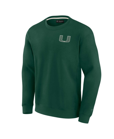 Fanatics Signature Men's And Women's  Green Miami Hurricanes Super Soft Pullover Crew Sweatshirt In Green
