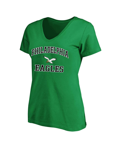 Shop Profile Women's  Kelly Green Distressed Philadelphia Eagles Plus Size Retro V-neck T-shirt