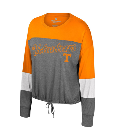 Shop Colosseum Women's  Gray Tennessee Volunteers Twinkle Lights Tie Front Long Sleeve T-shirt