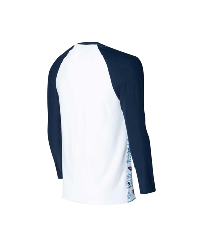 Shop Concepts Sport Men's  White, Navy Tennessee Titans Tinsel Raglan Long Sleeve T-shirt And Pants Sleep  In White,navy