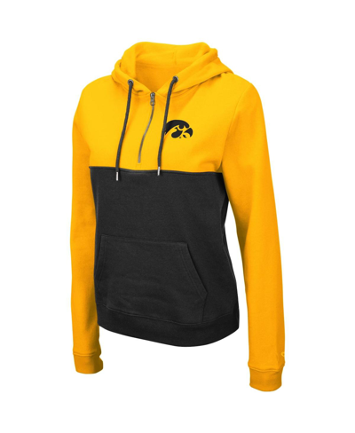 Colosseum Gold/charcoal Iowa Hawkeyes Aidan Lightweight Half-zip Hoodie In Gold,charcoal