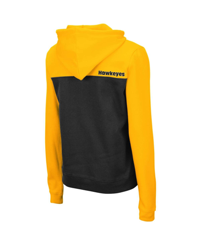Colosseum Gold/charcoal Iowa Hawkeyes Aidan Lightweight Half-zip Hoodie In Gold,charcoal