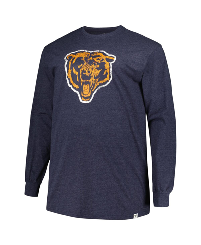 Shop Profile Men's  Heather Navy Distressed Chicago Bears Big And Tall Throwback Long Sleeve T-shirt