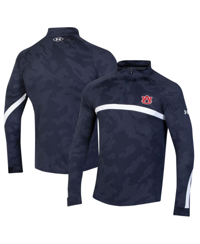 Shop Under Armour Men's  Navy Auburn Tigers Game Day Camo Raglan Quarter-zip Top