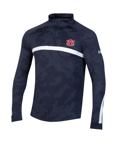 Shop Under Armour Men's  Navy Auburn Tigers Game Day Camo Raglan Quarter-zip Top