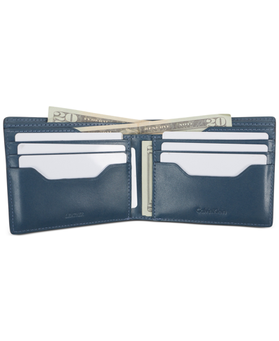 Shop Calvin Klein Men's Delfin Leather Rfid Slimfold Wallet In Navy