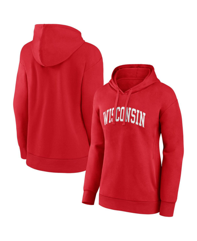 Shop Fanatics Women's  Red Wisconsin Badgers Basic Arch Pullover Hoodie