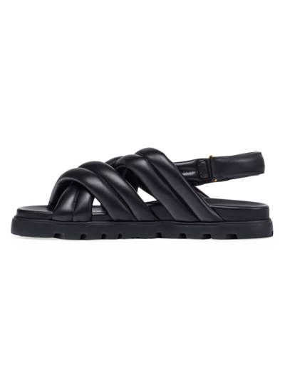 Shop Mcm Men's Leather Flat Sandals In Black