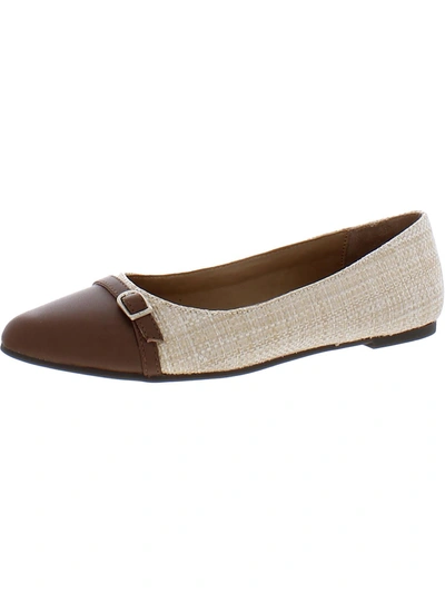 Shop Me Too Womens Faux Leather Toe Cap Loafers In Brown