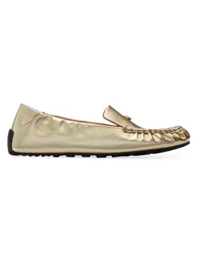 Shop Coach Women's Ronnie Metallic Leather Loafers In Gold