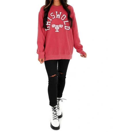 Shop Livy Lu Griswold Crimson Sweatshirt In Pink