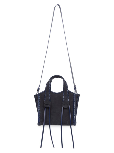 Shop Chloé Women's Small Mony Suede Shoulder Bag In Midnight Blue