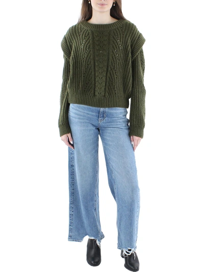 Shop Vigoss Womens Crochet Crew Neck Pullover Sweater In Green