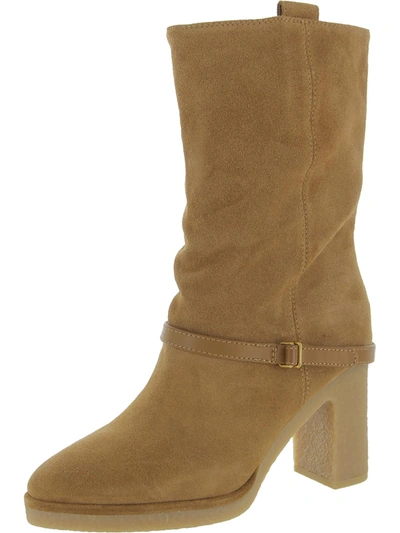Shop Franco Sarto L Paxton Womens Suede Almond Toe Mid-calf Boots In Brown