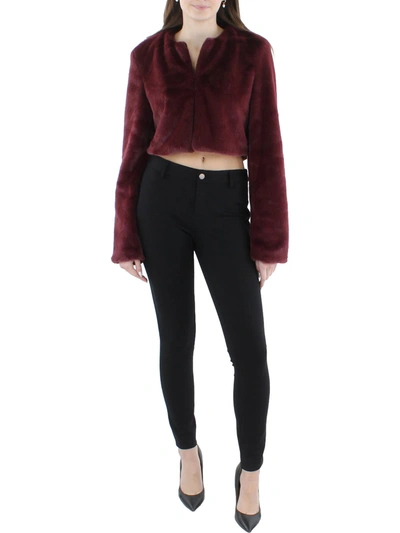 Shop Staud Casimira Womens Faux Fur Crop Faux Fur Coat In Red
