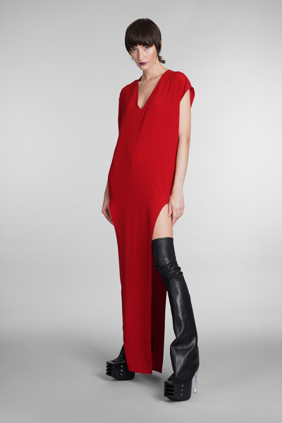 Shop Rick Owens Arrowhead Gown Dress In Red Acetate