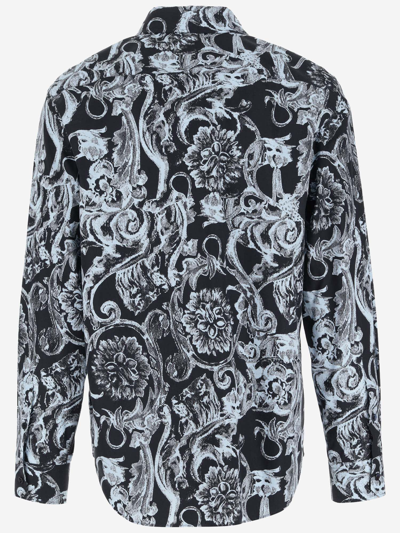 Shop Versace Cotton Shirt With Baroque Print In Red