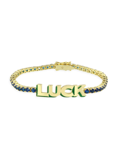 Shop Kate Spade Women's Goldtone & Blue Spinel "luck" Tennis Bracelet