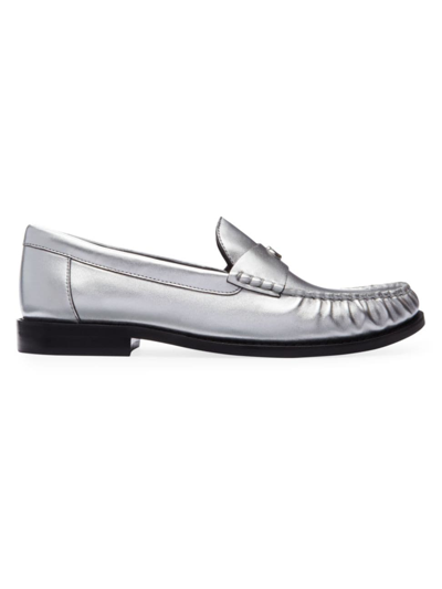 Shop Coach Women's Jolene Metallic Leather Loafers In Silver