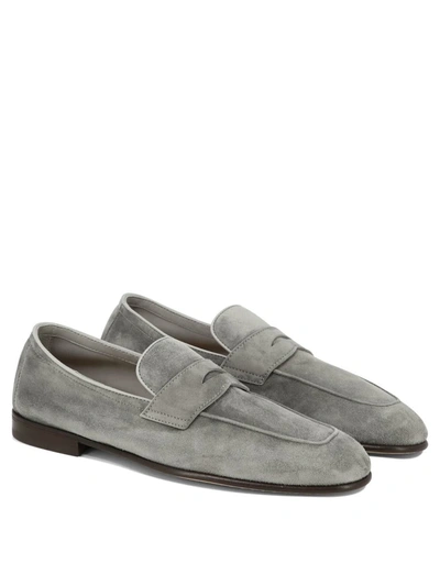 Shop Brunello Cucinelli Unlined Suede Penny Loafer In Grey