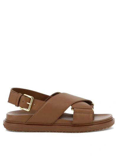 Shop Marni "fussbett" Sandals In Brown