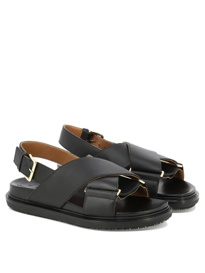 Shop Marni "fussbett" Sandals In Black