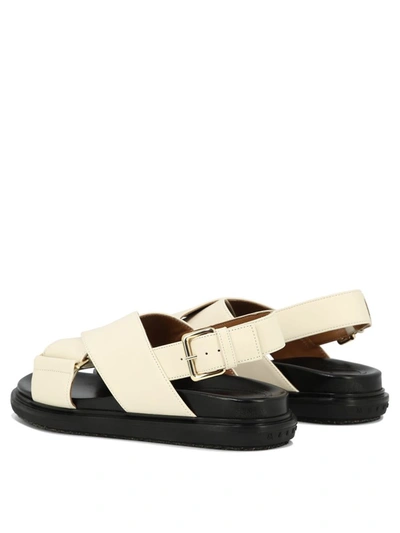 Shop Marni "fussbett" Sandals In White