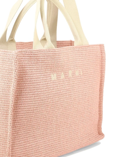 Shop Marni Tote In Raffia-effect Fabric In Pink