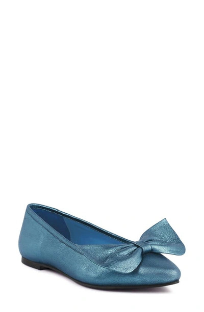 Shop Rag & Co Bow Ballerina Flat In Blue