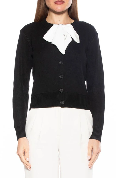 Shop Alexia Admor Calix Tie Neck Button Front Cardigan In Black
