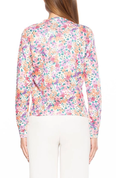 Alexia Admor Calix Floral Tie Neck Button Front Cardigan In Floral Multi