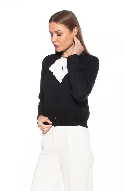 Shop Alexia Admor Calix Tie Neck Button Front Cardigan In Black