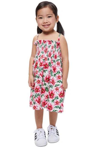 Shop Alice And Olivia Kids' Sully Floral Smocked Cotton Babydoll Dress In High Tea Floral
