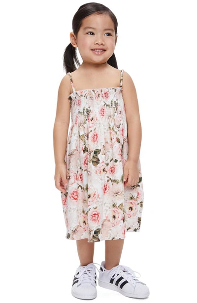Shop Alice And Olivia Kids' Sully Floral Smocked Cotton Babydoll Dress In Morningside Floral White